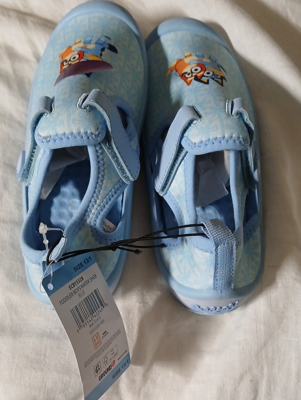 Toddler Light Blue Water Shoes with Cartoon Graphic